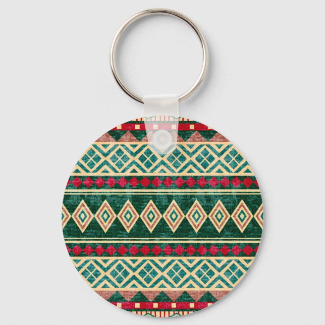 Abstrakt Geometric African Stil Mönster Nyckelring (Framsida)