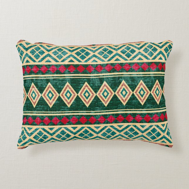 Abstrakt Geometric African Stil Mönster Prydnadskudde (Framsidan)