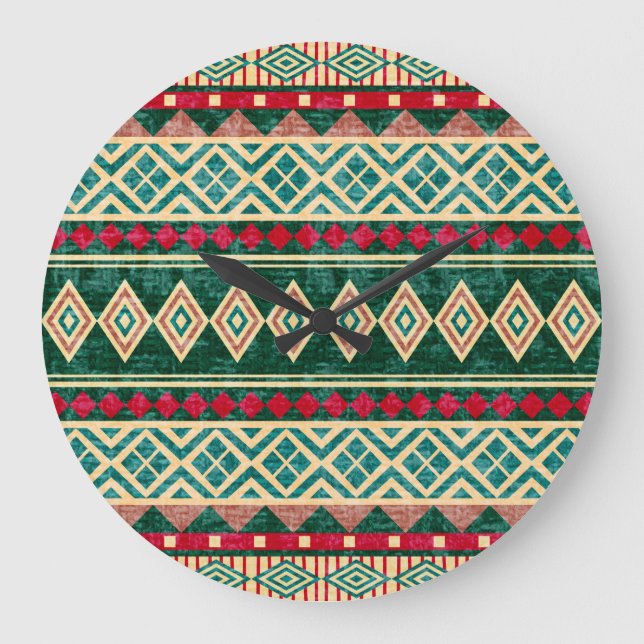 Abstrakt Geometric African Stil Mönster Stor Klocka (Framsida)