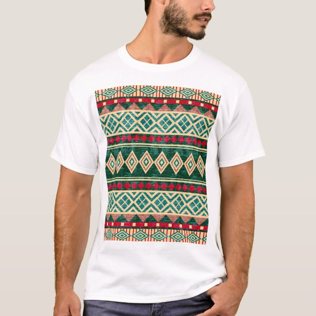 Abstrakt Geometric African Stil Mönster T Shirt (Framsida)