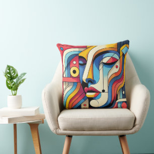 Abstrakt Geometric Ansikte Design - Fet och brant Kudde