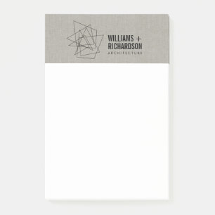 Abstrakt Geometric Architectural Logotyp Linen/Bla Post-it Block