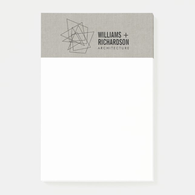 Abstrakt Geometric Architectural Logotyp Linen/Bla Post-it Block (Framsida)