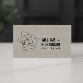 Abstrakt Geometric Architectural Logotyp Linen/Bla Visitkort
