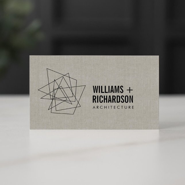 Abstrakt Geometric Architectural Logotyp Linen/Bla Visitkort (Skapare uppladdad)