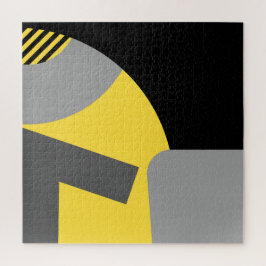 Abstrakt Geometric Art gult grått black Pussel