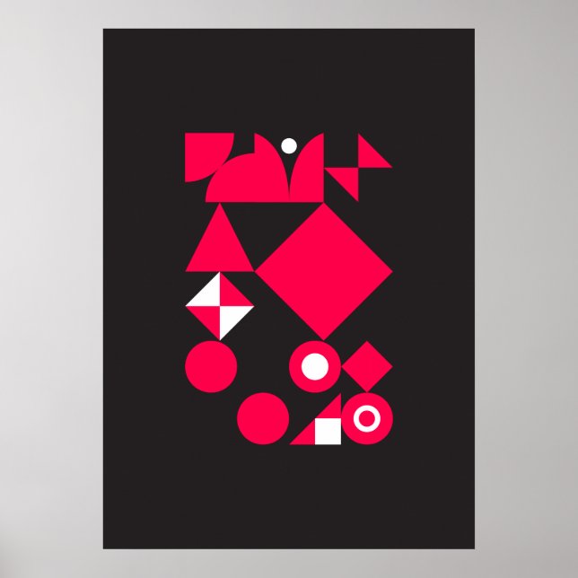 Abstrakt Geometric Art (Red, Black & White) 7 Poster (Framsidan)