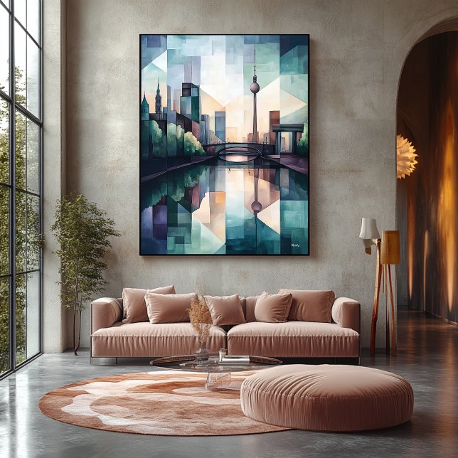 Abstrakt Geometric Berlin Skyline med TV Torn Canvastryck (Skapare uppladdad)