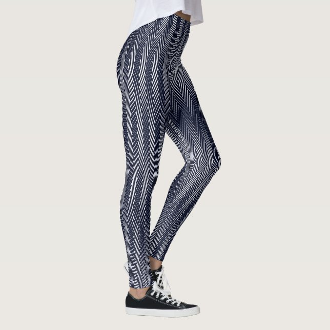 Abstrakt Geometric Black and White Rand, Trippy Leggings (Höger)