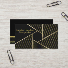 Abstrakt Geometric Black Gold Foil Photographer Visitkort