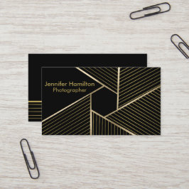 Abstrakt Geometric Black Gold Foil Photographer Visitkort