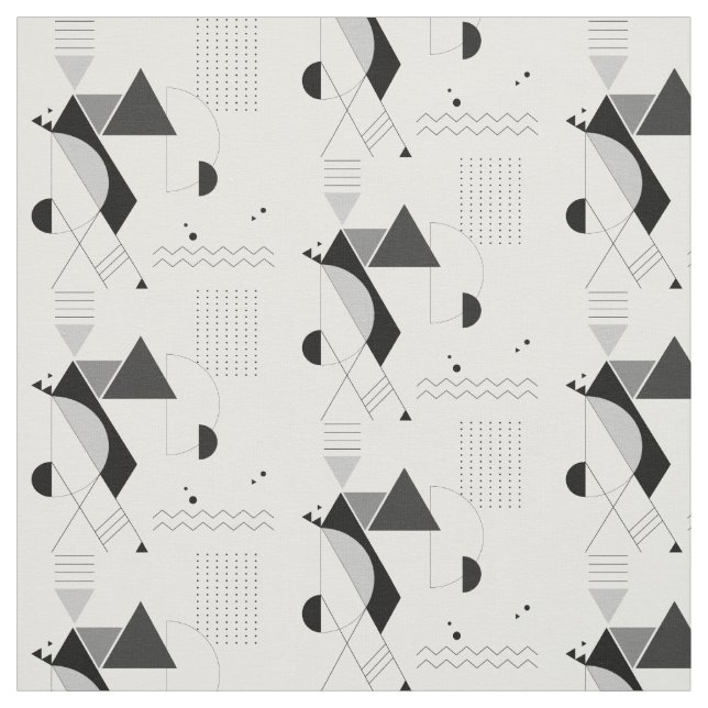 Abstrakt Geometric Black White Modern New Age Tyg (Provkarta)