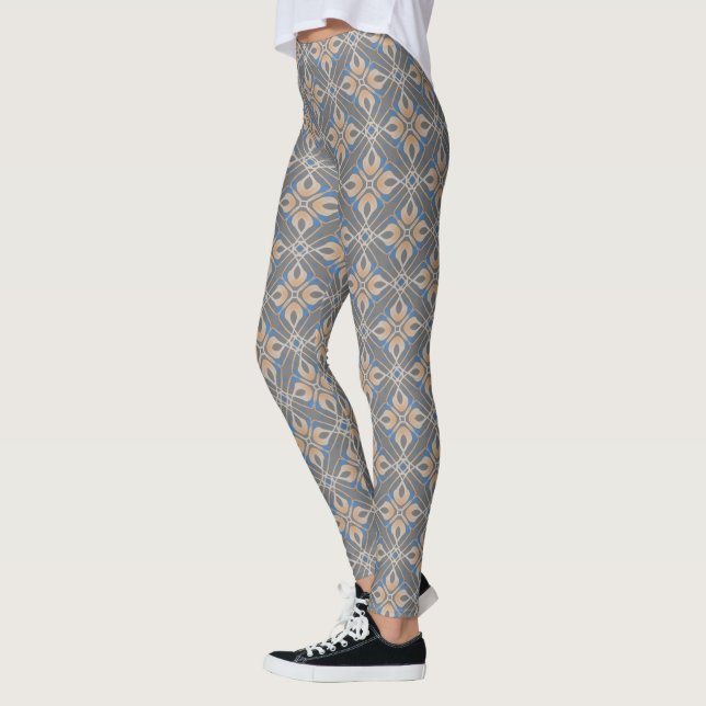 Abstrakt Geometric Blommigt Skriv ut Grått Legging (Vänster)