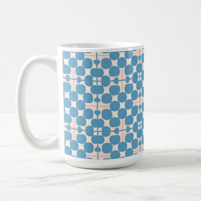 Abstrakt Geometric Blue and White Mönster Kaffemugg (Vänster)
