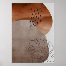 Abstrakt Geometric Botanical Löv Wall Art Poster