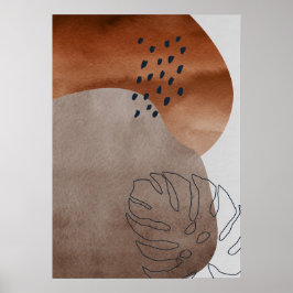 Abstrakt Geometric Botanical Löv Wall Art Poster