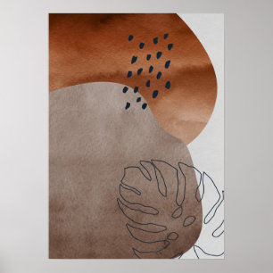 Abstrakt Geometric Botanical Löv Wall Art Poster