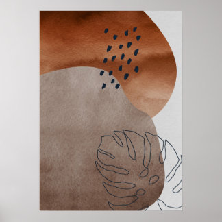 Abstrakt Geometric Botanical Löv Wall Art Poster