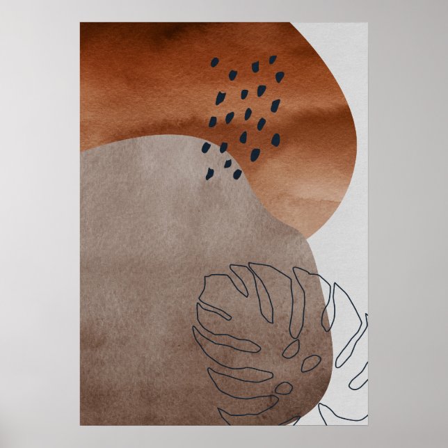 Abstrakt Geometric Botanical Löv Wall Art Poster (Framsidan)