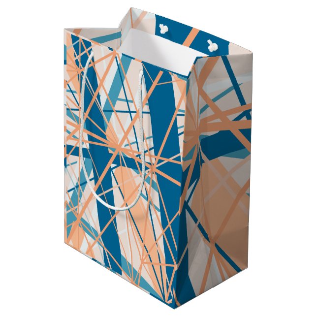 Abstrakt Geometric Coola Blue Peach Gift-fack (Baksidan Vinklad)