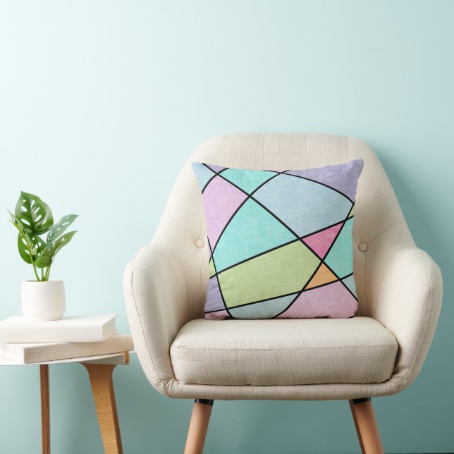 Abstrakt Geometric Cute Pastel Blue Rosa Lilac Kudde (Stol)