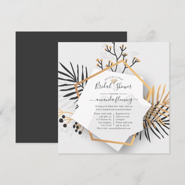 Abstrakt Geometric Exotic Tropical Virtuell Shower Inbjudningar (Fram/baksida)