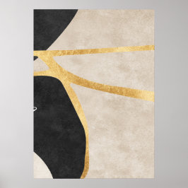 Abstrakt Geometric Golden Linjer Wall Art Poster