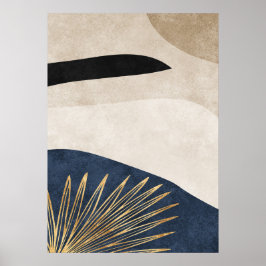 Abstrakt Geometric Golden Linjer Wall Art Poster