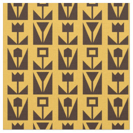 Abstrakt Geometric Gult Blommönster Fabric Tyg