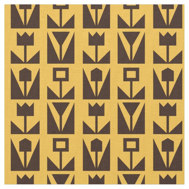 Abstrakt Geometric Gult Blommönster Fabric Tyg (Närbild)