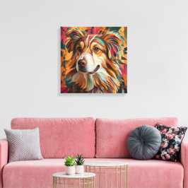 Abstrakt Geometric Hund Porträtt - Digital Art Canvastryck