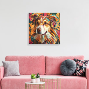 Abstrakt Geometric Hund Porträtt - Digital Art Canvastryck