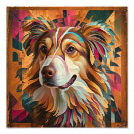 Abstrakt Geometric Hund Porträtt - Digital Art Fototryck
