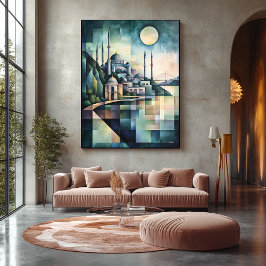 Abstrakt Geometric Istanbul Skyline Hagia Sophia Canvastryck