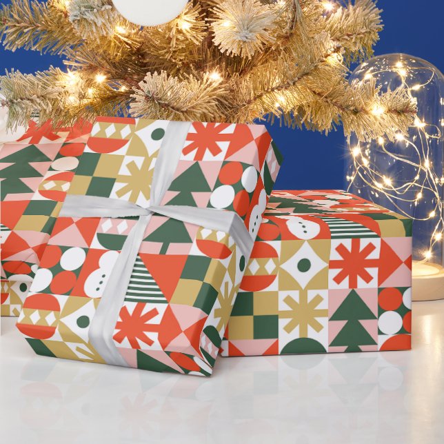 Abstrakt Geometric jul Mönster Presentpapper (Helgdagar)