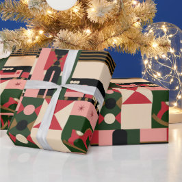 Abstrakt Geometric jul Vintage Leksaker Presentpapper