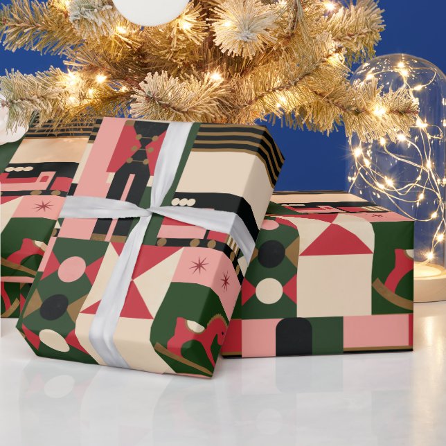 Abstrakt Geometric jul Vintage Leksaker Presentpapper (Helgdagar)