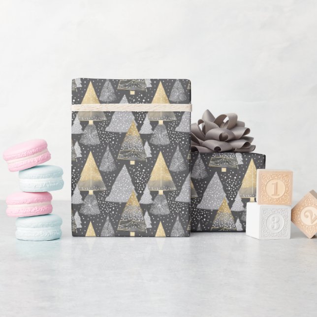 Abstrakt Geometric Julgran Elegant Guld Presentpapper (Baby Shower)