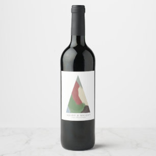 Abstrakt Geometric Julgran Vin-etikett Vinflaska Etikett