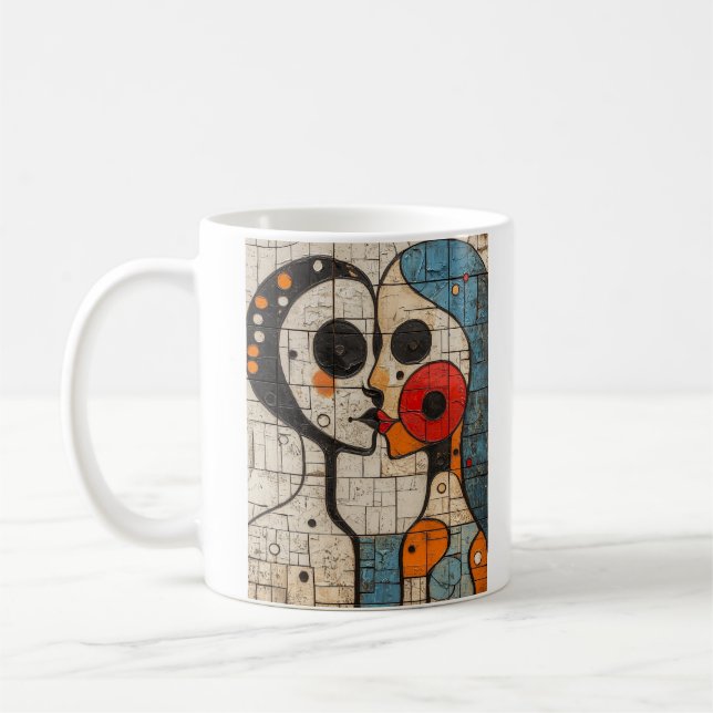 Abstrakt Geometric Kiss Kaffemugg (Vänster)