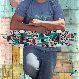 Abstrakt Geometric med fet Graffiti Inslag Mini Skateboard Bräda 18,5 Cm