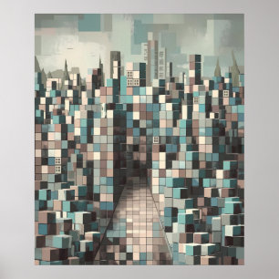 Abstrakt Geometric Minimalist Modern City Poster