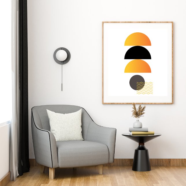 Abstrakt Geometric Modern Minimalist Black gult Poster (Skapare uppladdad)