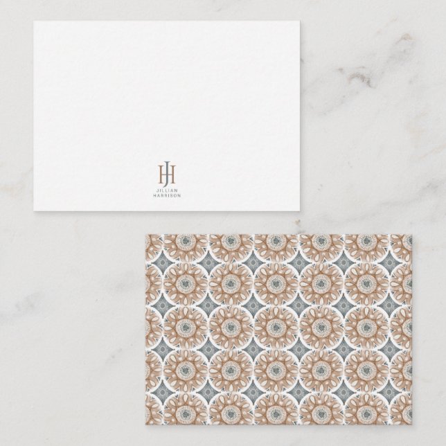 Abstrakt Geometric Monogrammed Logotyp Note-kort Anteckningskort (Fram/baksida)