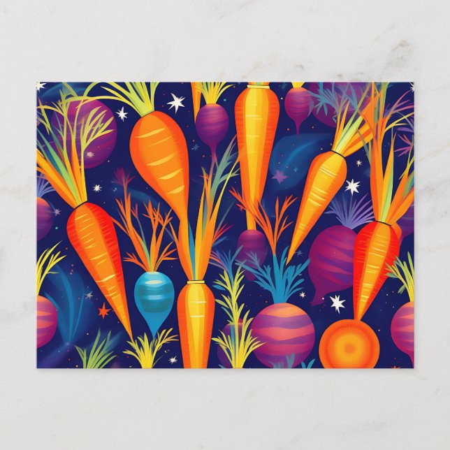 Abstrakt Geometric Mönster Celestial Carrots Vykort (Framsida)