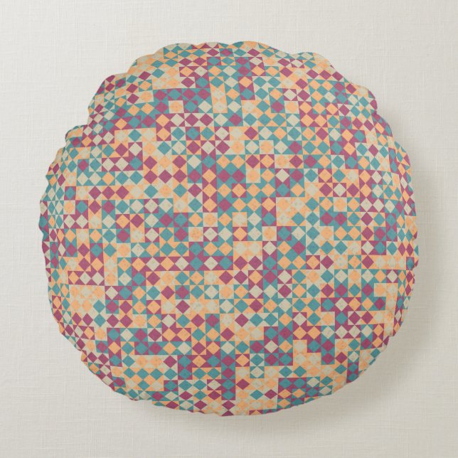 Abstrakt Geometric Mönster generativ beräkning Rund Kudde (Framsidan)