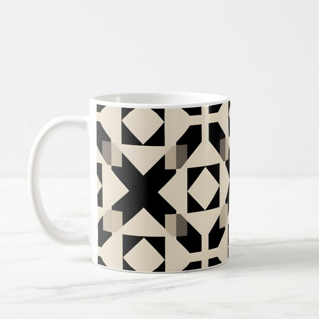 Abstrakt Geometric Mönster med kontrasterande svar Kaffemugg (Vänster)