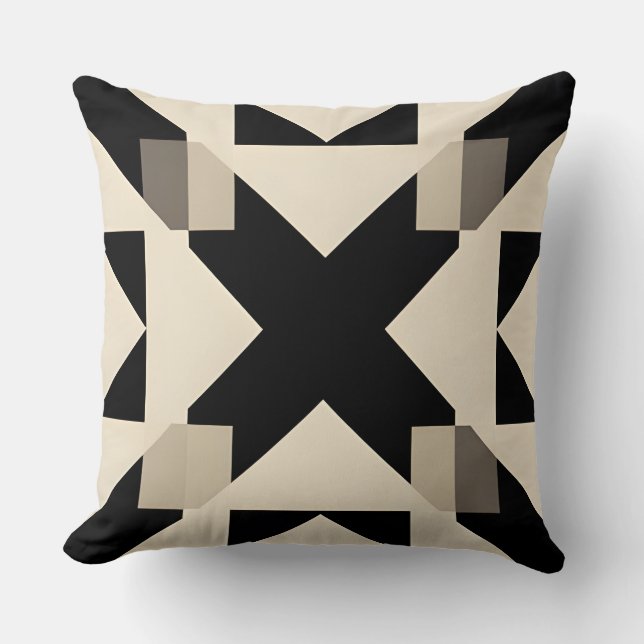 Abstrakt Geometric Mönster med kontrasterande svar Kudde (Framsida)