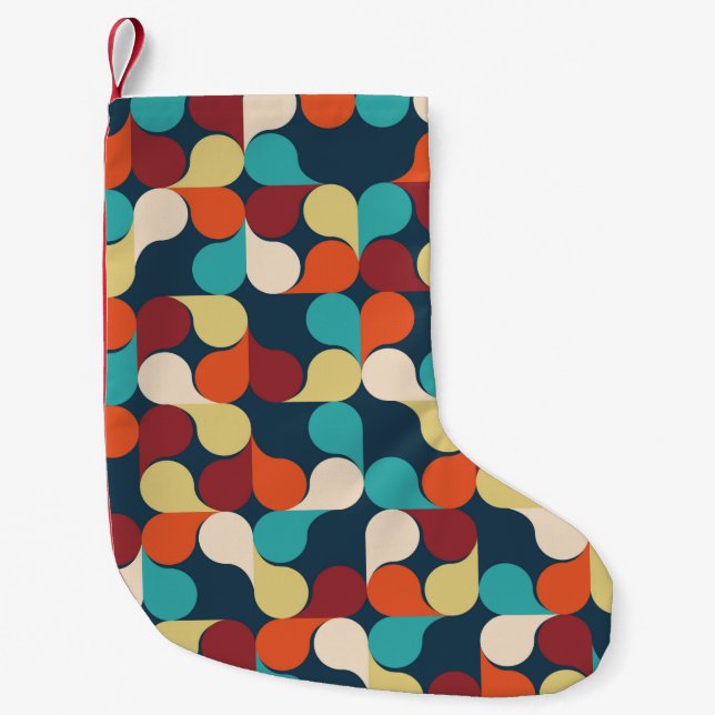 Abstrakt Geometric Mönster med löv, droppar. Kol Liten Julstrumpa (Framsidan)