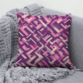 Abstrakt Geometric mönster med Rustic Lila&rosa Kudde